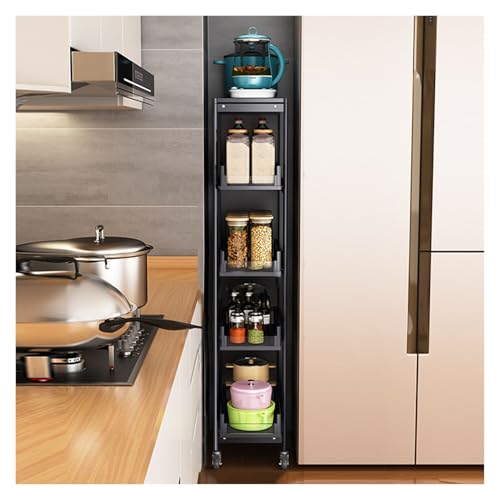 Schmaler Rollwagen, Ultradünner Rollwagen, Beweglicher Lagerregalwagen Mit Rädern, Vorratsregal for Die Lagerung Zu Hause(25x45x147cm) von RHJOPL