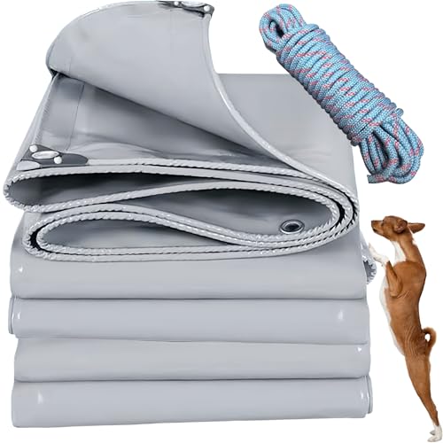 YANFEILI Abdeckplane Gewebeplane,1x1m 520g/m² plan PVC Abdeckplane Schutzplane Bootsplane Gewebeplane mit ösen,Verstärkte Gummiecken Grau von RHLTF