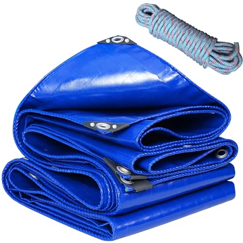YANFEILI Abdeckplane Wasserdicht,1x1m 520g/m² plan PVC mit Ösen,Gewebeplane Reißfest,UV-stabilisiert,Schutzplane für LKW BAU Holz Gartenmöbel Grill Pool Zeltunterlage Trampolin Blau von RHLTF