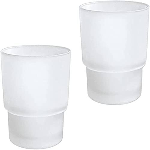 RHNTGD Zahnbürstenbecher, 2 x Glas-Zahnputzbecher, Ersatz für Wandmontage, Zahnbürstenhalter,Mundspülbecher für Badezimmer-Zubehör (Frosted) von RHNTGD