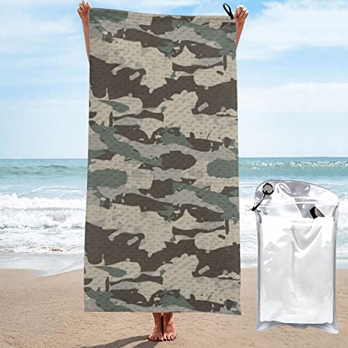 RHODAN Camouflage Mikrofaser Strandtuch,reisehandtuch Schnelltrocknend Groß,Schnell Trocknend,Strandtuch XXL (4,100x200 cm) von RHODAN