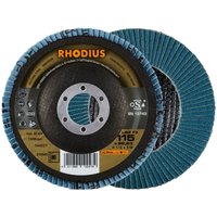 Rhodius Abrasives - rhodius lgz F3, 10 Stück, 115 mm, Korn 80, Fächerschleifscheibe von RHODIUS ABRASIVES