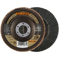 Rhodius Abrasives - rhodius lgz f, 10 Stück, 115 mm, Korn 60, Fächerschleifscheibe von RHODIUS ABRASIVES