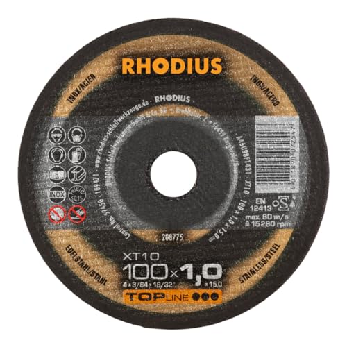 RHODIUS TOPline XT10 Extradünne Trennscheibe 100 x 1,0 x 15,00 mm 25 Stk von RHODIUS