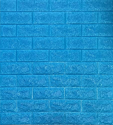 3D Tapete Wandpaneele Selbstklebend Ziegelstein Wasserdicht Wandaufkleber Tapete Wandpaneele selbstklebend Moderne Wandverkleidung in Steinoptik schnelle & leichte Montage (10 Stück, Blau) von RHP