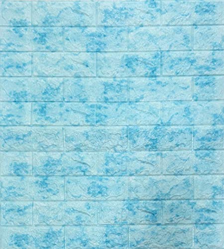3D Tapete Wandpaneele Selbstklebend Ziegelstein Wasserdicht Wandaufkleber Tapete Wandpaneele selbstklebend Moderne Wandverkleidung in Steinoptik leichte Montage (10 Stück, Blau Marmor) von RHP