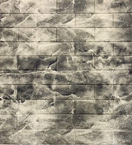 3D Tapete Wandpaneele Selbstklebend Ziegelstein Wasserdicht Wandaufkleber Tapete Wandpaneele selbstklebend Moderne Wandverkleidung in Steinoptik leichte Montage (10 Stück,Beige/Grau Marmor) von RHP