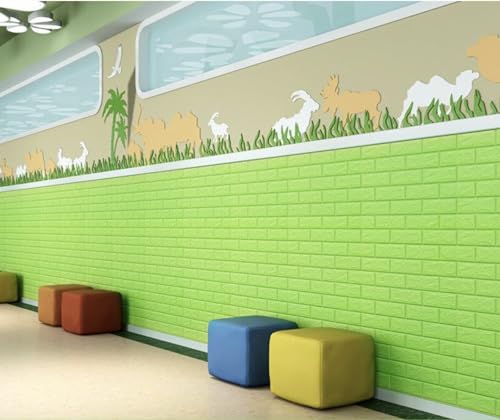 RHP 3D Tapete Wandpaneele Selbstklebend Ziegelstein Wasserdicht Wandaufkleber Tapete Wandpaneele selbstklebend Moderne Wandverkleidung in Steinoptik schnelle & leichte Montage (5 Stück, Grün) von RHP