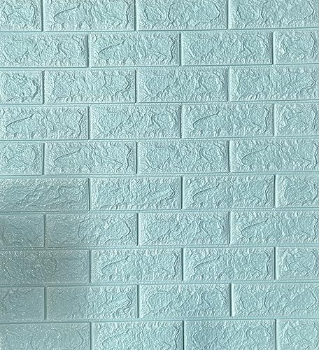 3D Tapete Wandpaneele Selbstklebend Ziegelstein Wasserdicht Wandaufkleber Tapete Wandpaneele selbstklebend Moderne Wandverkleidung in Steinoptik schnelle & leichte Montage (5 Stück, Türkis) von RHP