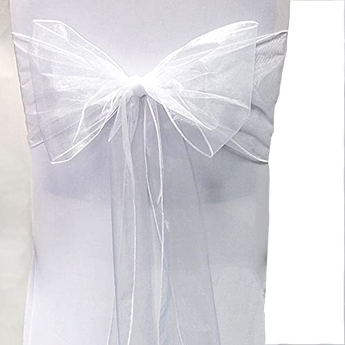 RHP 25 Stk. Organza-Schärpen, Organza-Stuhlschleifen für Hochzeit, vollere Stuhlschleifen-Schärpe für Bankett/Hochzeit/Jahrestag/Partys/Event-Dekoration (Weiß) von RHP