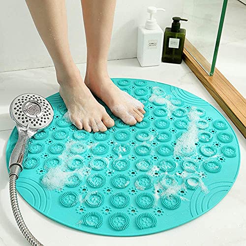 RHP Badematte Antirutschmatte Dusche Duschmatte rutschfest,Duschwanneneinlage mit Saugnäpfe & Ablauf Loch,Duscheinlage Komfort Massage Duschunterlage Bad Kicherheits Antibakteriell PVC Rund - Grün von RHP