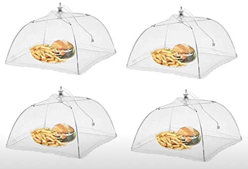 RHP Fliegenhaube XXL 4er Set Abdeckhaube für Essen, Faltbare Kuchenabdeckung Fliegenschirm Lebensmittel Abdeckung, Perfekter Fliegen-Schutz für Essen, Obst, Picknick, BBQ, 45x45x30 cm, Weiß von RHP