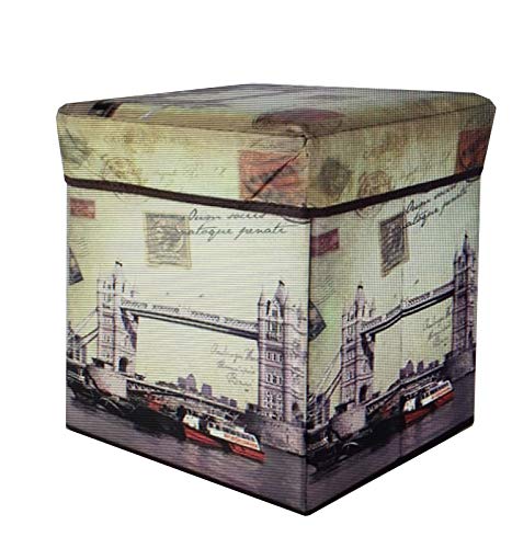 RHP Sitzhocker mit Stauraum hocker Sitzwürfel - Sitzbox Faltbarer Würfel mit Aufbewahrung braun 30 x 30 x 30cm (London Tower Bridge) von RHP