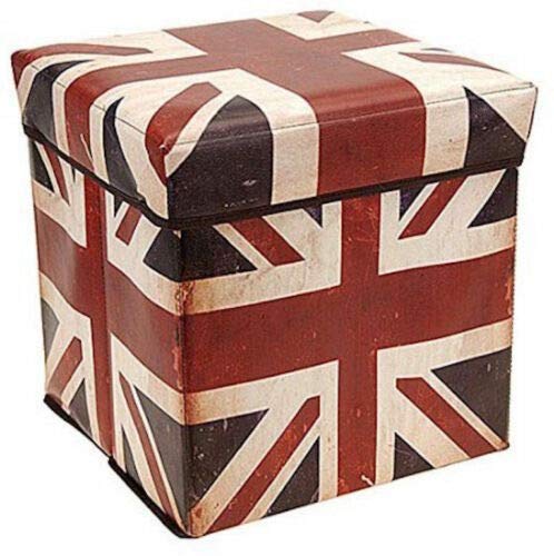 RHP Sitzhocker mit Stauraum hocker Sitzwürfel - Sitzbox Faltbarer Würfel mit Aufbewahrung braun 30 x 30 x 30cm (Union Jack) von RHP