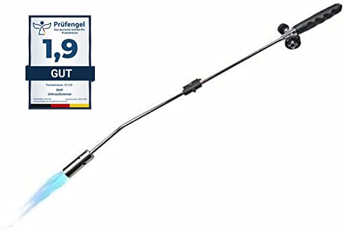Unkrautbrenner RHP Unkrautvernichter 80cm, Gasbrenner mit Piezozündung, Abflammgerät max 1000 °C, Brenner Flamme regulierbar, ideal als Grillanzünder (Nur Unkrautbrenner) von RHP