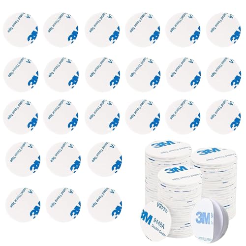 RHQFDM 100 Stück Klebepads Doppelseitig Extra Stark,3M VHB Kleber,Φ 25mm Doppelseitige Schaumstoff Pads,Rund Schaumstoff Klebepads Für Wände,Böden,Türen,Kunststoff,Glas und Metall（Weiß） von RHQFDM