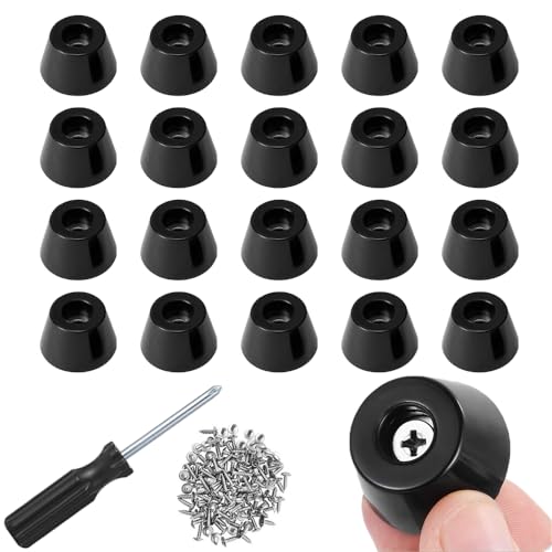 RHQFDM 20 Stück Gummifüße Anschlagdämpfer weiche Schneidebrett-Gummifüße rutschfeste Schwarze Gummipuffer Gummifüße für Krücken Gummipuffer mit Schrauben Runde Zum Schutz von Möbeln vor Feuchtigkeit von RHQFDM