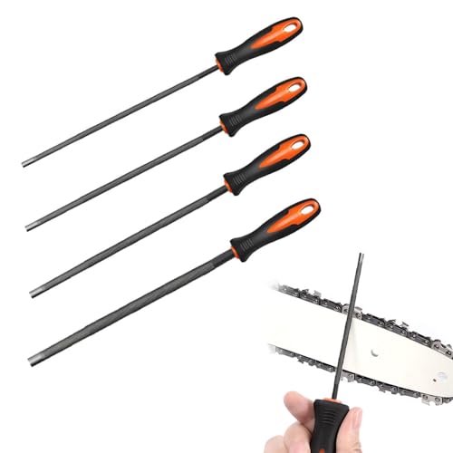 RHQFDM 4 Stück Feilenset Werkstattfeilen Hochwertiges Metallfeilen Set Feilensatz inkl 3.2mm 4.0mm 4.8mm 5.5mm 4-Typen Rundfeile Klein Metallfeile für Metall DIY Handwerk von RHQFDM