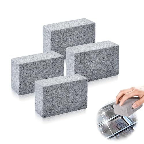 RHQFDM 4 Stück Grill-Reinigungsstein,Wiederverwendbar Natürlicher Bimsstein,Grill Reinigung Ziegel Blöcke,Multifunktionaler Reinigungsblock,für Küche Bad Pool Oder Spa von RHQFDM