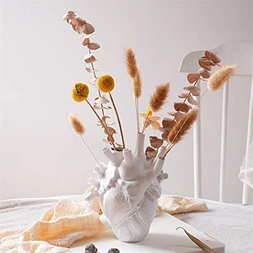 Anatomische Herzvase kreative Blumen Skulptur geformte Harzkunst Vase Desktop Heimdekoration Geschenk für Wohnzimmer (Farbe: Weiß) von RHSH