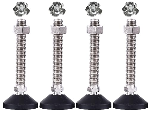 RHUAFET 4 Stück Stellfuß M8 x 100MM Einstellschraube, Möbelfuß Sockelfuß Kann 400KG Tragen Verstellbare Füße Stellschraube Stellteller Stellfuß Maximal 15 ° Neigung (4 Stück - M8 x 100 MM) von RHUAFET