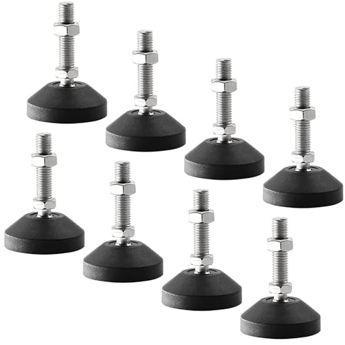 RHUAFET 8 Stück Stellfuß M12 x 50MM Einstellschraube M12, Möbelfuß Sockelfuß Kann 400KG Tragen Verstellbare Füße Stellschraube Stellteller Stellfuß Maximal 15 ° Neigung (8 Stück - M12 x50 MM) von RHUAFET