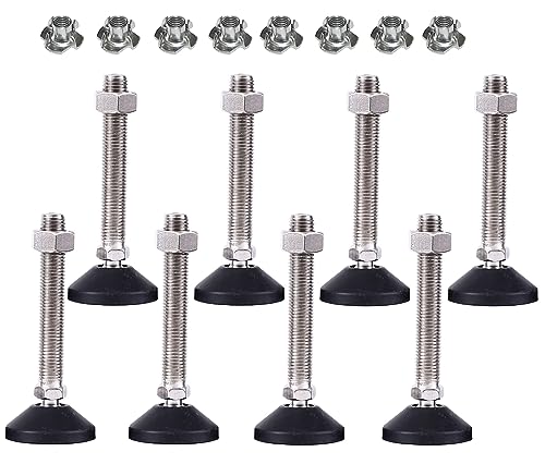 RHUAFET 8 Stück Stellfuß M8 x 100MM Einstellschraube, Möbelfuß Sockelfuß Kann 400KG Tragen Verstellbare Füße Stellschraube Stellteller Stellfuß Maximal 15 ° Neigung (8 Stück - M8 x 100 MM) von RHUAFET