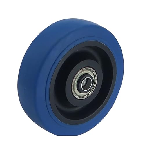 1 Stück 3-Zoll-Lenkrolle, mittelblau, elastisches Rad, einzelne Stummschaltung, flacher Trolley von RHVOVNVOM