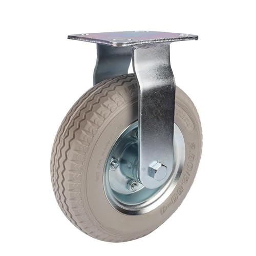 1 Stück robuste 8-Zoll-Rolle aus verzinktem Pu-Schaum mit festem Rad massivem grauem Gummi, aufblasbar, frei schiebbar von RHVOVNVOM