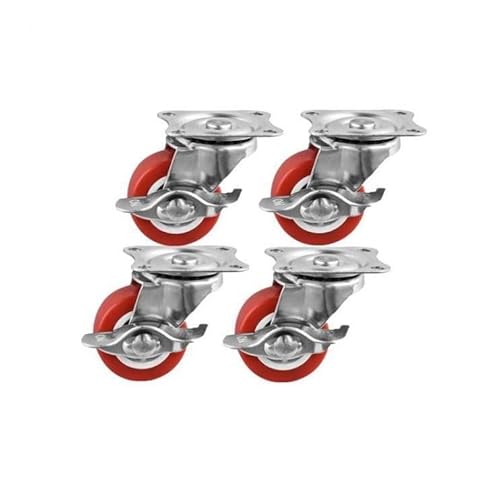 4 Stück 1,5 Zoll Universal-Bremsrolle, flache Seitenrolle, Möbel-Teetisch-Riemenscheibe, rotes PVC-Rad 4 Stück 1,5 Zoll Universal-Bremsrolle, flache Seitenrolle, Möbel-Teetisch-Riemenscheibe, rotes PVC-Rad von RHVOVNVOM