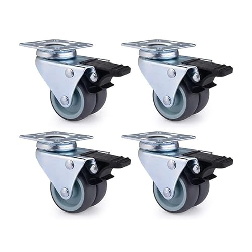 4 Stück 2 Zoll flache zweireihige Universalrollen mit Bremsgummi-Stummschaltung for Möbel, elektrischer Industriewagen, stark verschleißfest 4 Stück 2 Zoll flache zweireihige Universalrollen mit Bremsgummi-Stummschaltung for Möbel, elektrischer Industriewagen, stark verschleißfest von RHVOVNVOM