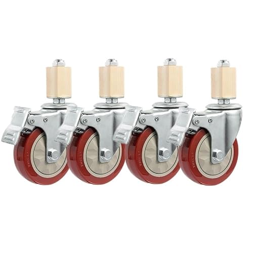 4 Stück Zoll Lenkrolle 30 mm Vierkantrohr Edelstahl Möbelbeineisen mit Bremse Universalrad von RHVOVNVOM