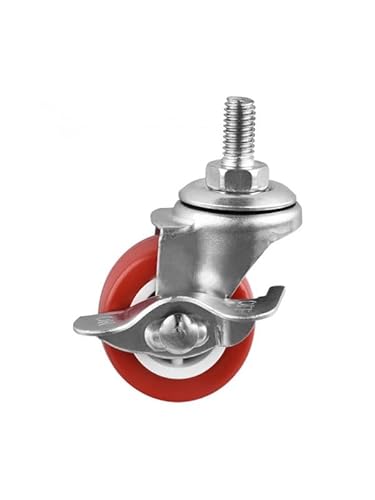 4 Stück beliebte Rollen 1,5 Zoll Schraubenbremse Universalrad M8 Gewinde rot PVC 38 mm Durchmesser Silent Furniture von RHVOVNVOM
