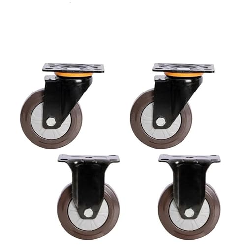 4-teilige 4-Zoll-Rad-Hochleistungsrolle, universeller flacher Gummiwagen, geräuschlose Richtungsbremse(Universal Directiona) von RHVOVNVOM