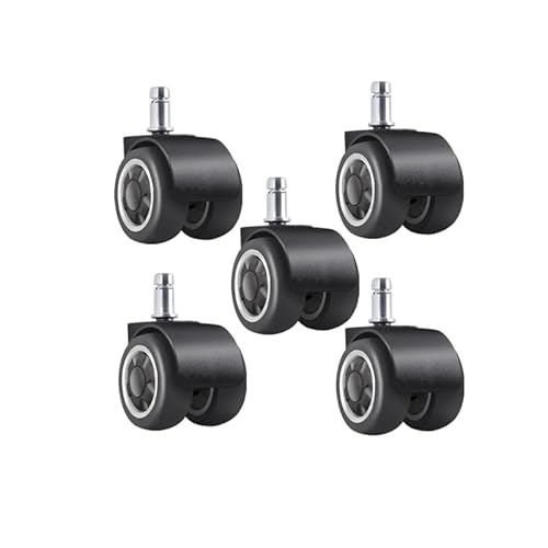 5 Stück 2-Zoll-Zweirad-Laufrolle 11 mm Sicherungsring Tpr Mute Universal-Bürostuhl(Black) von RHVOVNVOM