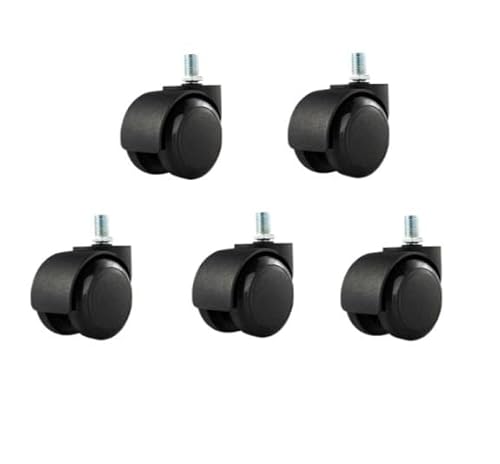 5 Stück Silent Universal Wheel-5 Stück/Los 10 mm/11 mm 2 Zoll Sicherungsring/Schraube Pu Bürostuhlrolle Große Klasse(Screw-Black-10mm) von RHVOVNVOM