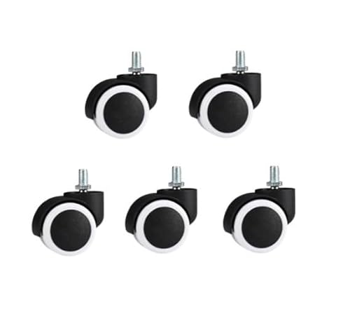 5 Stück Silent Universal Wheel-5 Stück/Los 10 mm/11 mm 2 Zoll Sicherungsring/Schraube Pu Bürostuhlrolle Große Klasse(Screw-White-10mm) von RHVOVNVOM