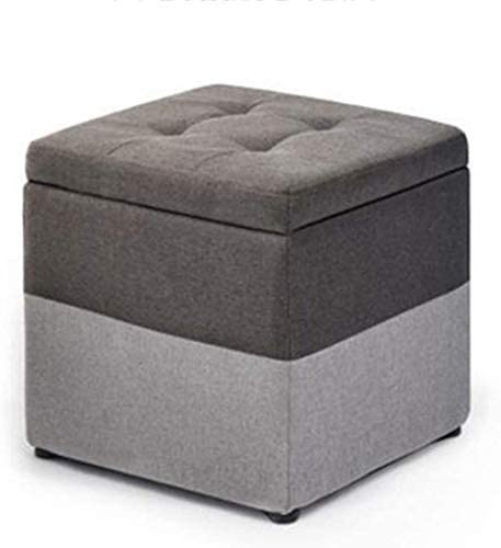 Fußhocker Multifunktions-Ersatzschuhbank Aufbewahrungsbox Kubischer Sitzhocker Sitz Quadratisches Fußpolster Mit Bezug Ankleidehocker Und Wohnzimmerkissen (Farbe: Grau, Größe: 40 x 40 x 40 c von RHYDM