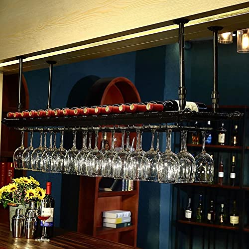 Hängendes Weinglasregal, Weinglashalter, an der Decke montierter Weinglashalter, Weinhalter, Vintage-hängendes Weinregal, Weinregale, höhenverstellbar, für Bar/Restaurant/Küche von RHYDM