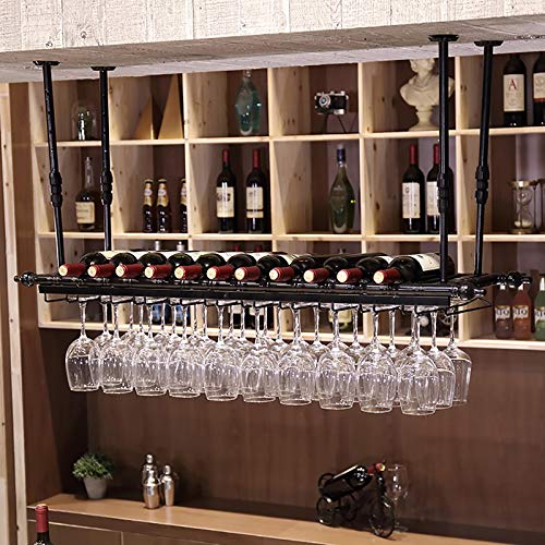 Industrie-Weinregale, Decken-Weinhalter, Verstellbarer, an der Wand montierter Weinflaschenhalter, hängende Weinglasregale, Kelch-Stielglasregale, Heimdekorationsregale, Weinregal (Größe: 12 von RHYDM
