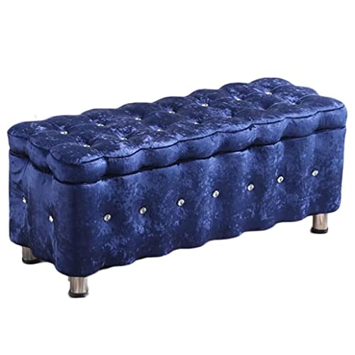 Sofa-Hocker, Aufbewahrungsbänke, nordischer EIS-Fleece-Fußhocker, geeignet für Bekleidungsgeschäft, Zuhause, Wohnzimmer, Bett-Endhocker, Wechsel-Schuhbank (Farbe: Königsblau, Größe: 40 x 40 von RHYDM