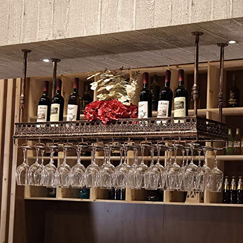 Weinglasrahmen aus Glas, Metall-Weinregal, Weinglasregal, verstellbare Höhe und Abstand, Decken-Weinregal, Restaurant- und Bar-Weinregal, Dekorationsregal, Weinregale (Größe: 120 cm) von RHYDM