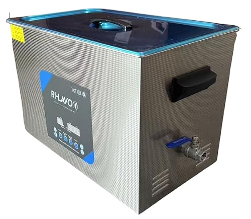 RI-LAVO 30 l – Professionelle Ultraschallwanne, Degas, doppelte Ultraschallleistung (300 W, 600 W), 40 kHz, Heizleistung 500 W, Timer, Thermostat, Korb, Deckel und Ablaufhahn von RI-LAVO