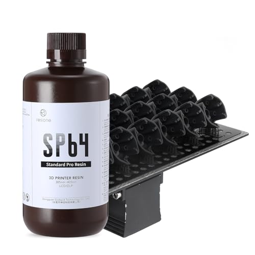 SP64 Standard Pro Harz mit mattem Finish und scharfen Details, 3D-Druckharz mit geringer Wasseraufnahme, feine Halterungen und schnelle Nachbehandlung, einfach zu bedienen und stabil (Schwarz 1000 g) von RI RESIONE