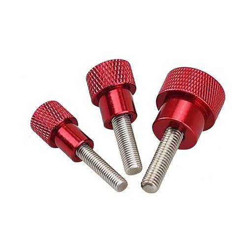 M3 M4 M5 M6 M8 M10 Handgriffknopfschrauben Aluminiumlegierung + Edelstahl Rändelschraube Roter Griff Stufenschraube-M4x15-D12x12,5 Stück von RIAAJ