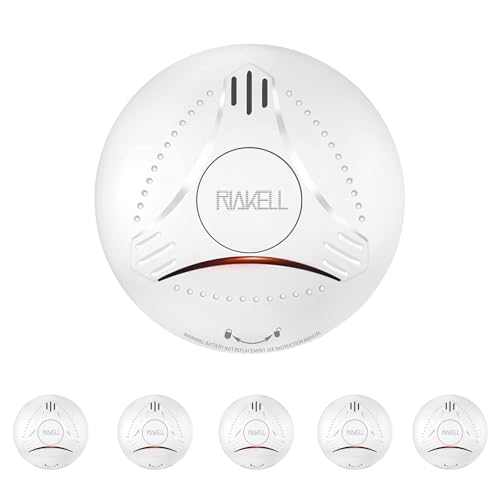 RIAKELL Rauchmelder – 10 Jahre Batterie – TÜV Zertifiziert & DIN EN 14604 Konform – Fotoelektrischer Feuermelder für Zuhause & Wohnung – 5er Set von RIAKELL
