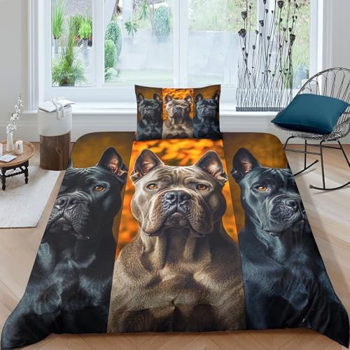 RIAVBAODG Cane Corso 3D Gedruckt Bettwäsche Set Police Hund 2 Teilig 100% Mikrofaser Bettbezug Mit Reißverschluss Luxus Modern Bettwäsche Bettbezug Für Jungen Mädchen Single（135x200cm） von RIAVBAODG