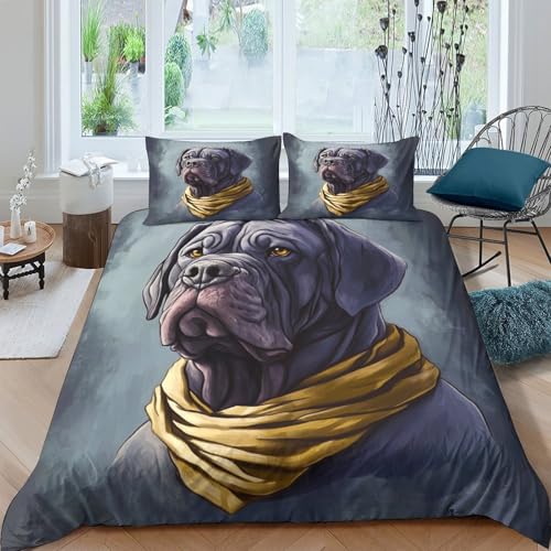 RIAVBAODG Neapolitanischer Mastiff 3D Gedruckt Bettwäsche Set Mastiff 3 Teilig Microfaser Kuschelig Bettbezug Mit Reißverschluss Für Geschenke Zimmer Deko Für Erwachsene Und Kinder Double（200x200cm） von RIAVBAODG