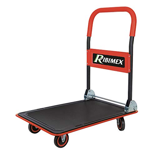 Ribimex PRCDT150 Klappwagen bis 200 kg belastbar mit 4 Rädern, rot und schwarz von RIBIMEX