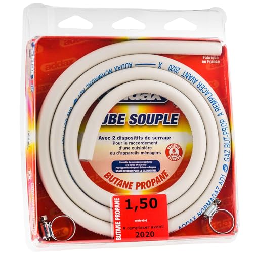 Addax Ribitech – Tuy4007 – Schlauch Gas Butan und Propan 1,50 m Durchmesser 6 x 12 NF mit Schellen von RIBIMEX